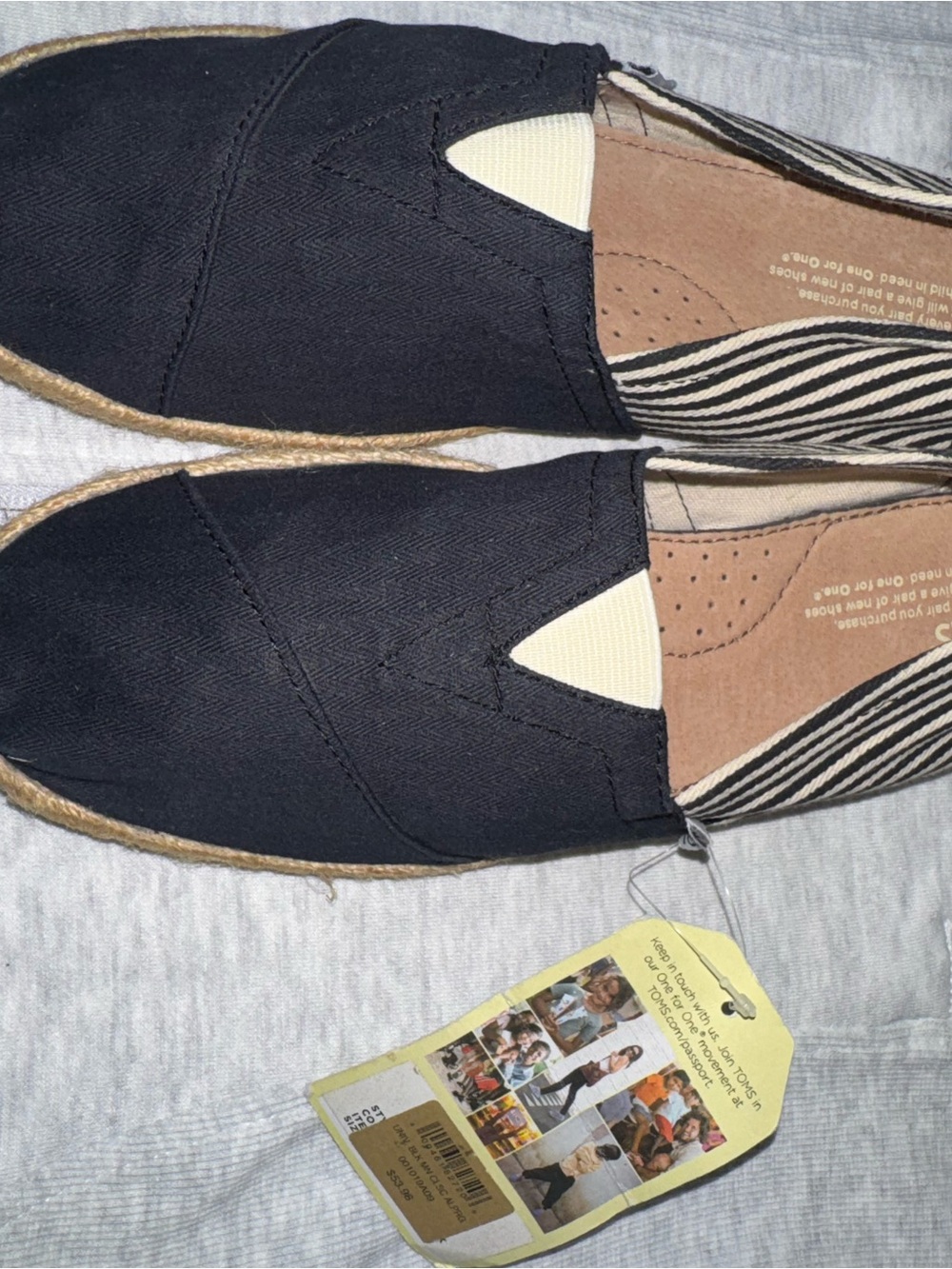 Toms Black Canvas Slip-On Loafers size 8